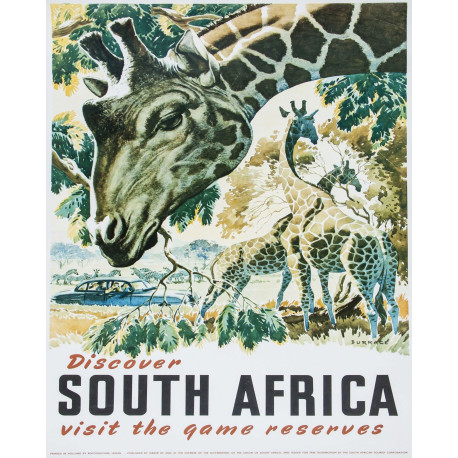 Discover South Africa Visit The Game Reserves  - Metal Travel Wall Sign
