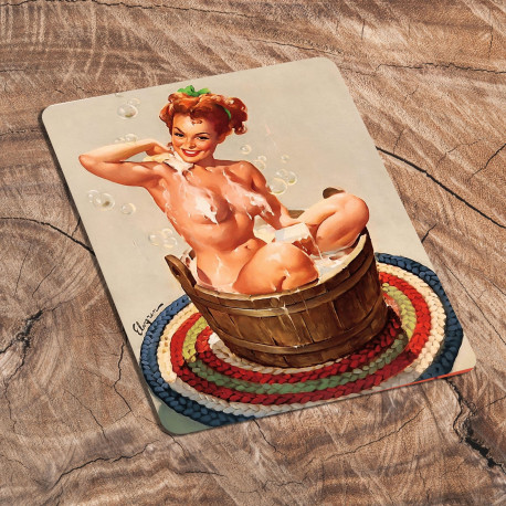 Pin Up Girl In Bath Tub - Metal Personalised Art Wall Sign