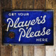 Players Please Blue  - Metal Advertising Wall Sign