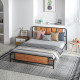 5.2ft King Bed Frame with Industrial Wood Headboard, Steel Slat Support and 31cm Underbed Storage Space, 160 x 207cm, Rustic Bro