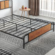 5.2ft King Bed Frame with Industrial Wood Headboard, Steel Slat Support and 31cm Underbed Storage Space, 160 x 207cm, Rustic Bro