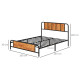 5.2ft King Bed Frame with Industrial Wood Headboard, Steel Slat Support and 31cm Underbed Storage Space, 160 x 207cm, Rustic Bro
