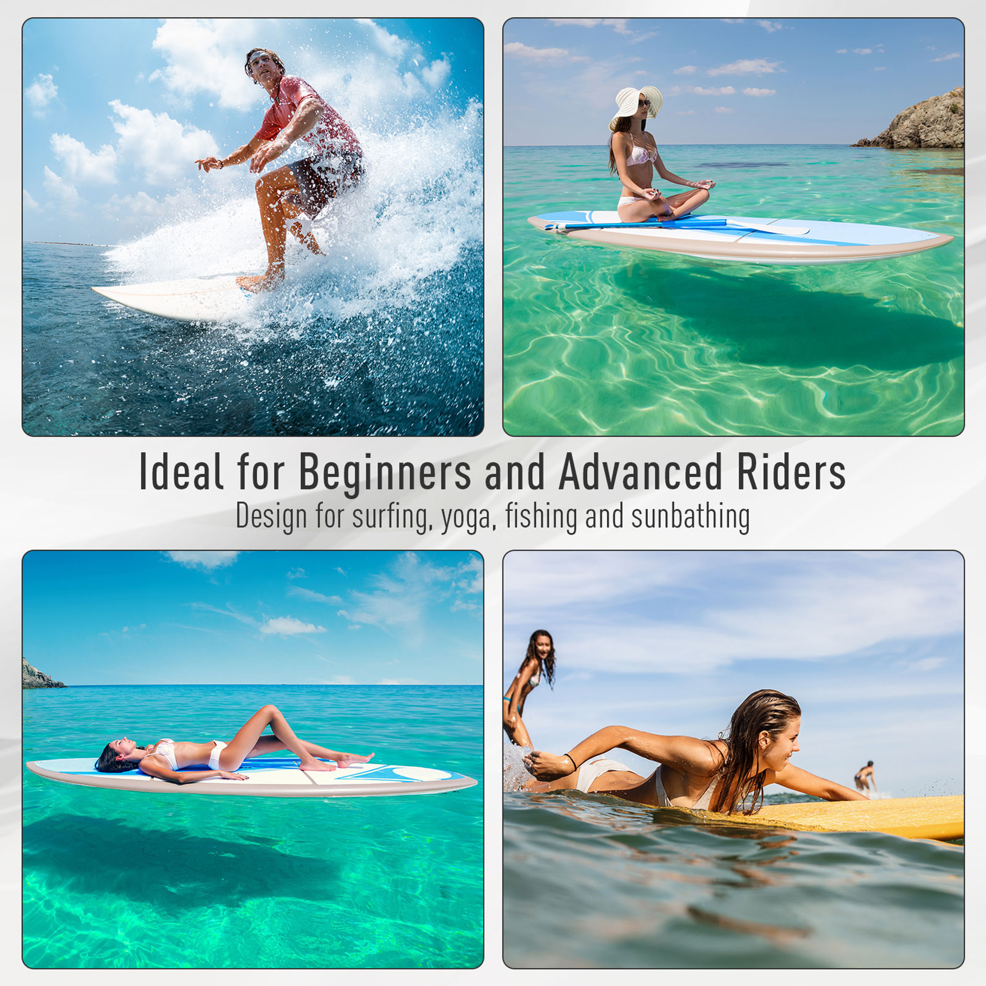 Inflatable Stand Up Paddle Board, 10' x 30" x 4", Non-Slip SUP, with ISUP Accessories, Hand Pump, 3 Fins, Adj Paddle for Youth A