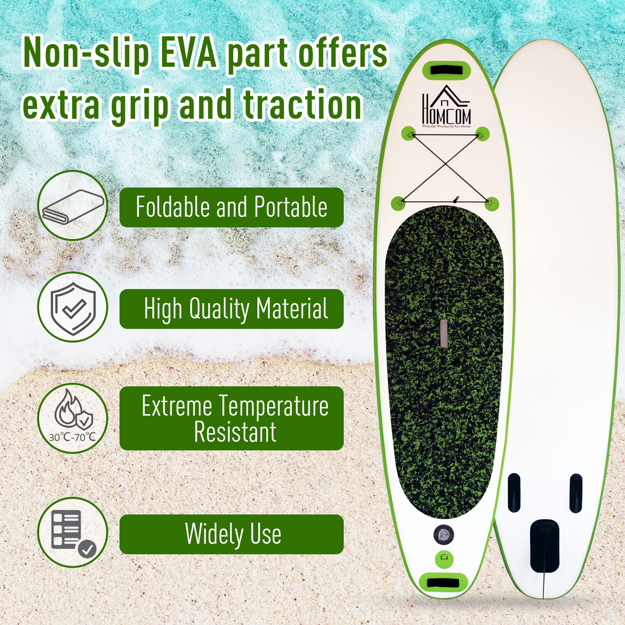 Inflatable Stand Up Paddle Board, 10' x 30" x 4", Non-Slip SUP, with ISUP Accessories, Hand Pump, 3 Fins, Adj Paddle for Youth A
