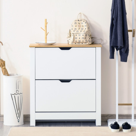 Narrow Shoe Cabinet, Space Saving Shoe Storage Cabinet with 2 Flip Drawers and Adjustable Shelves for 12 Pairs of Shoes for Hall