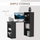120cm Modern Computer Desk Bookshelf Study Table Workstation PC Laptop Writing Home Office 6 Shelves, Black