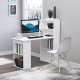 120cm Modern Computer Desk Bookshelf Study Table Workstation PC Laptop Writing Home Office 6 Shelves, White