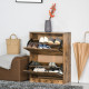 Industrial Shoe Cabinet with 2 Flip Drawers, Narrow Shoe Storage Cabinet for 12 Pairs, Freestanding Slim Shoe Storage Organiser 