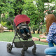 Foldable Baby Stoller, with Reclining Backrest, Adjustable Canopy, for Ages 0-36 Months - Red