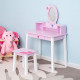 Kids Wooden Dressing Table and Stool Make Up Desk (Pink)