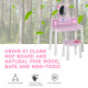 Kids Wooden Dressing Table and Stool Make Up Desk (Pink)