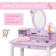 Kids Wooden Dressing Table and Stool Make Up Desk (Pink)