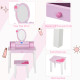 Kids Wooden Dressing Table and Stool Make Up Desk (Pink)