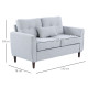 2 Seater Sofa Double Sofa Loveseat Fabric Wooden Legs Tufted Design for Living Room, Dining Room, Office, Light Grey