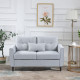 2 Seater Sofa Double Sofa Loveseat Fabric Wooden Legs Tufted Design for Living Room, Dining Room, Office, Light Grey