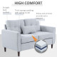 2 Seater Sofa Double Sofa Loveseat Fabric Wooden Legs Tufted Design for Living Room, Dining Room, Office, Light Grey