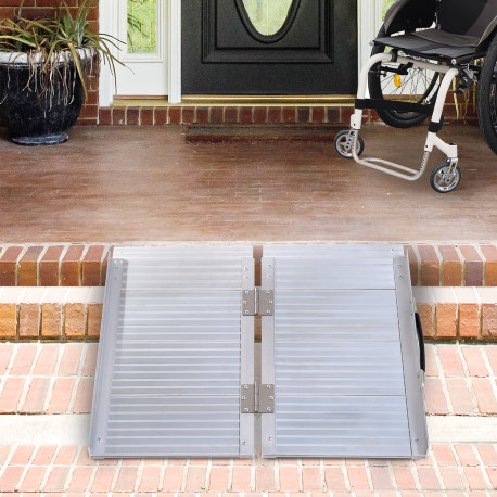 2ft Folding Aluminum Wheelchair Ramp Scooter Portable Mobility Assist Suitcase Access Aid Disabled