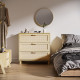 Rattan Bedroom Chest of Drawers, 3 Drawers Storage Unit, Boho Dresser for Living Room, Hallway, Natural