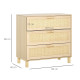 Rattan Bedroom Chest of Drawers, 3 Drawers Storage Unit, Boho Dresser for Living Room, Hallway, Natural