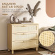 Rattan Bedroom Chest of Drawers, 3 Drawers Storage Unit, Boho Dresser for Living Room, Hallway, Natural