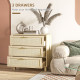 Rattan Bedroom Chest of Drawers, 3 Drawers Storage Unit, Boho Dresser for Living Room, Hallway, Natural
