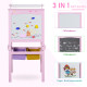 Kids Easel 3 in 1 Wooden Art Easel with Paper Roll Double-Sided Chalkboard &amp; Whiteboard with Storage Baskets for Toddler Girls, 