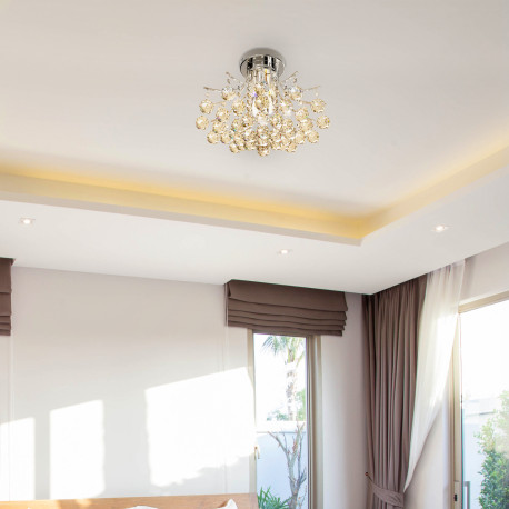 Crystal Chandeliers, K9 Droplets Ceiling Light with 3 E14 Bulb Base, Pendant Lights for Living Room, Bedroom, Dining Room, Hallw