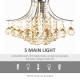 Crystal Chandeliers, K9 Droplets Ceiling Light with 3 E14 Bulb Base, Pendant Lights for Living Room, Bedroom, Dining Room, Hallw