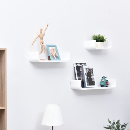 Floating Shelves, Set of 3 Wall Shelf, Shelves for Wall Invisible Mounting, Bedroom Living Room, White