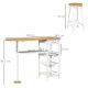 3 Piece Bar Table Set, Breakfast Bar table and Stools with Storage Shelf, Drawer, Wire Basket and Wine Rack for Kitchen, Home Ba