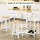 3 Piece Bar Table Set, Breakfast Bar table and Stools with Storage Shelf, Drawer, Wire Basket and Wine Rack for Kitchen, Home Ba