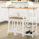 3 Piece Bar Table Set, Breakfast Bar table and Stools with Storage Shelf, Drawer, Wire Basket and Wine Rack for Kitchen, Home Ba