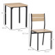 Three-Piece Minimal and Compact Dining Set, Light Wood Grain