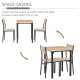 Three-Piece Minimal and Compact Dining Set, Light Wood Grain