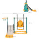 3-IN-1 Kids Swing and Slide Set with Basketball Hoop Slide Swing Adjustable Seat Height Toddler Playground Activity Center Indoo
