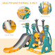 3-IN-1 Kids Swing and Slide Set with Basketball Hoop Slide Swing Adjustable Seat Height Toddler Playground Activity Center Indoo