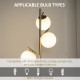 3-Light Tree Floor Lamps for Living Room, Modern Standing Lamp for Bedroom with Globe Lampshade, Steel Base, Bulb not Included, 