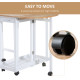 3PC Wooden Kitchen Cart Mobile Rolling Trolley Folding Bar Table Two Stools Dining Chair Storage Shelf w/2 Drawers &amp; 6 Wheels