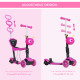 5 in1 Kids  Scooter 3 Wheel Toddler scooter Kick Scooter with Adjustable Handlebar, Removable Seat &amp; Back Rest for 18 Month+, Pi