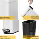 5L Rectangular Compact Bin Steel Body Removable Bucket Quiet-Close Lid w/ Pedal Lid Rubbish Trash Can Home Office Bedroom Bathro