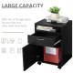 60cm Filing Cabinet with Drawer, Open Shelf, Metal Handles and 4 Wheels, Office Home Organiser Mobile Printer, Black