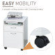 60cm Filing Cabinet with Drawer, Open Shelf, Metal Handles and 4 Wheels, Office Home Organiser Mobile Printer, White