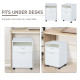 60cm Filing Cabinet with Drawer, Open Shelf, Metal Handles and 4 Wheels, Office Home Organiser Mobile Printer, White