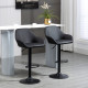 Bar Stools Set of 2, Height Adjustable Swivel Barstools, PU Leather Kitchen Stools with Backs, Armrests and Footrest for Home, C