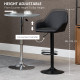 Bar Stools Set of 2, Height Adjustable Swivel Barstools, PU Leather Kitchen Stools with Backs, Armrests and Footrest for Home, C