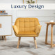 Modern Armchair, Accent Chair with Wide Arms, Slanted Back and Rubber Wood Legs for Living Room, Bedroom, Home Office Yellow