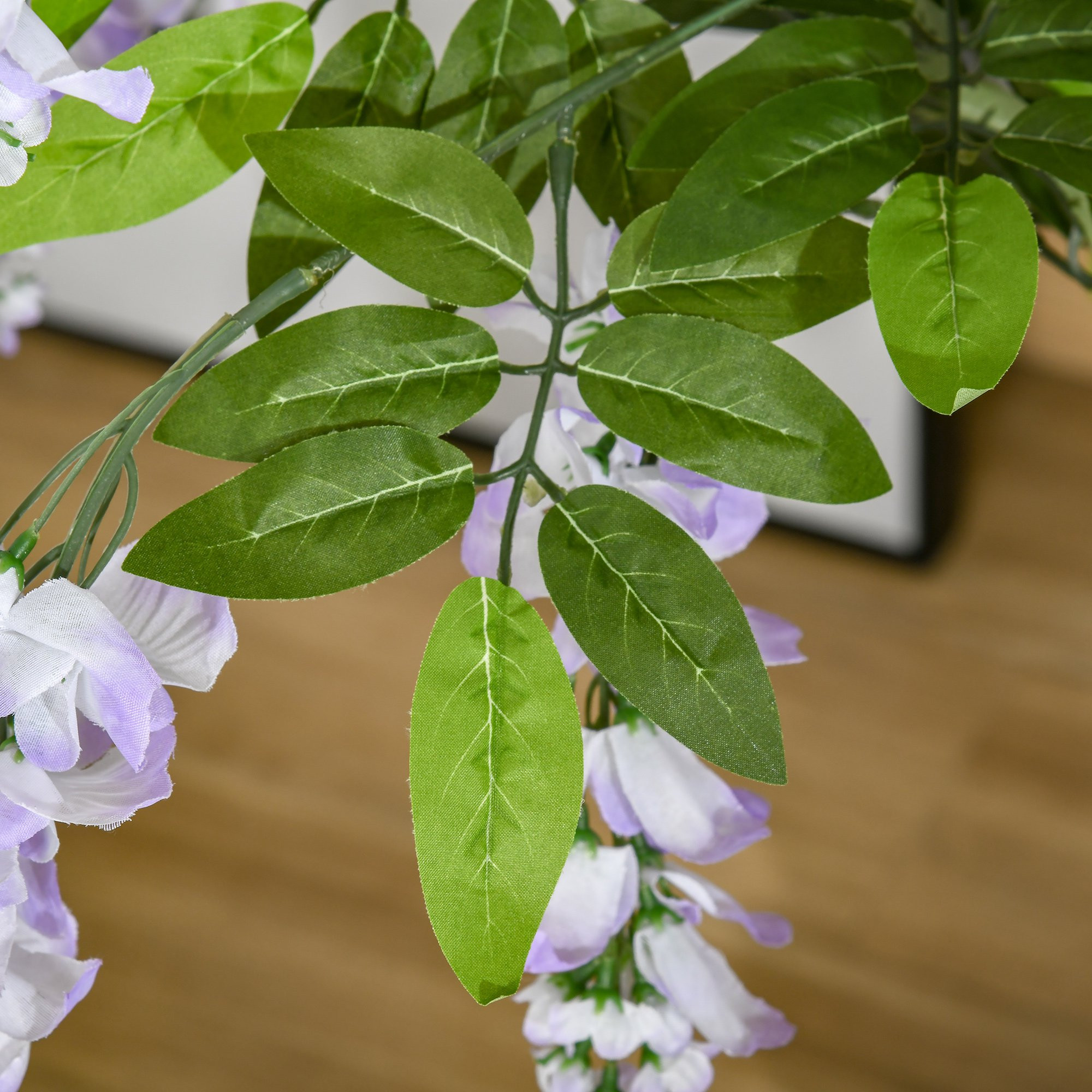 Artificial Realistic Wisteria Flower Tree Faux Decorative Plant in Nursery Pot for Indoor Outdoor D&eacute;cor, 110cm
