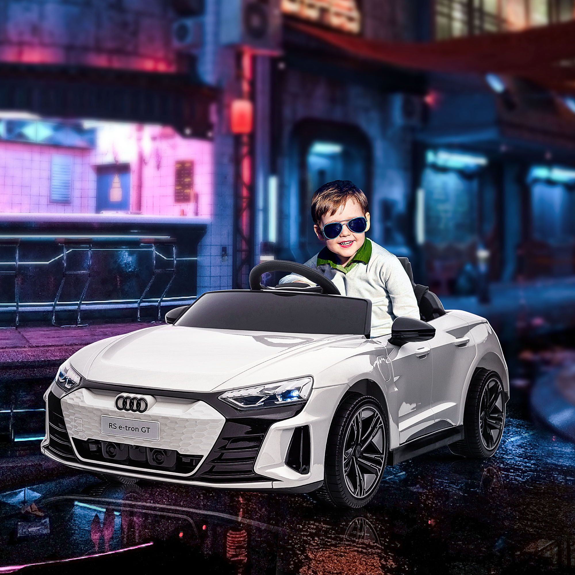 Audi Licensed 12V Kids Electric Ride-On, with Remote Control, Suspension System, Lights, Music, Motor - White