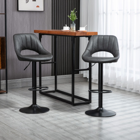 Bar Stools Set of 2, Swivel Counter Height Barstools with Back, Adjustable PU Leather Bar Chairs, Modern Armless Kitchen Island 