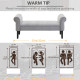 Bed End Bench, Window Seat, Linen Chaise Lounge Sofa with Arm and Wooden Legs for Bedroom, Living Room, Grey